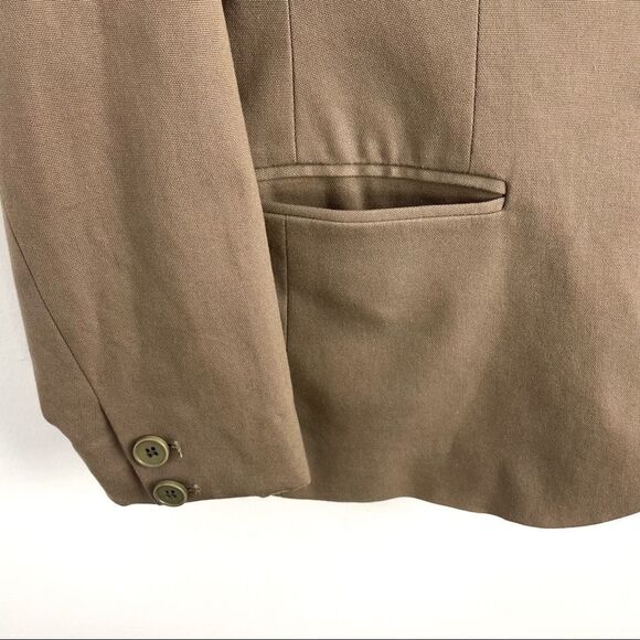 Theory Tan Single Button Cotton Blend Blazer Sz - Picture 3 of 13
